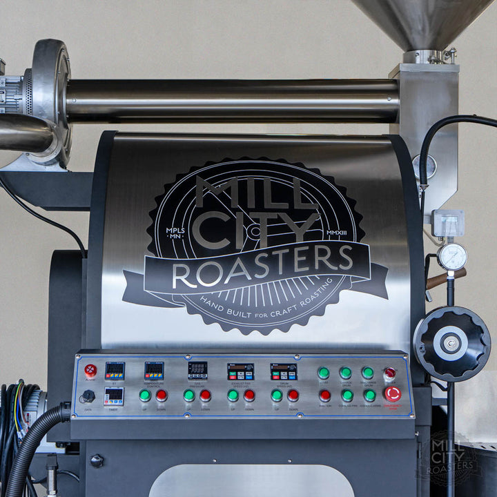 The digital control system is logically and ergonomically laid out with most critical controls nearest to the front of the roaster.