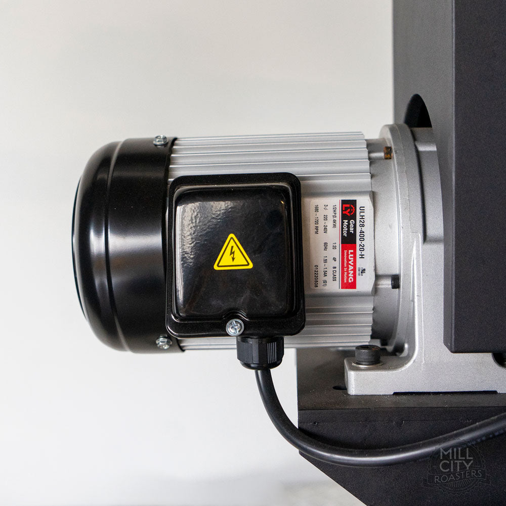 Heavy duty 3-phase variable speed drum motor.