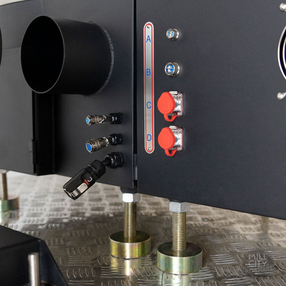 Quick connect wiring ports for cooling tray fan, stirring arm motor, and cooling tray sensors.