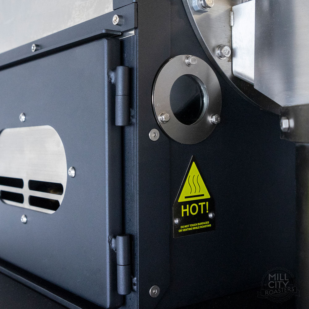 Fully insulated double walled welded plate steel chassis construction and convenient burner sight glass. 