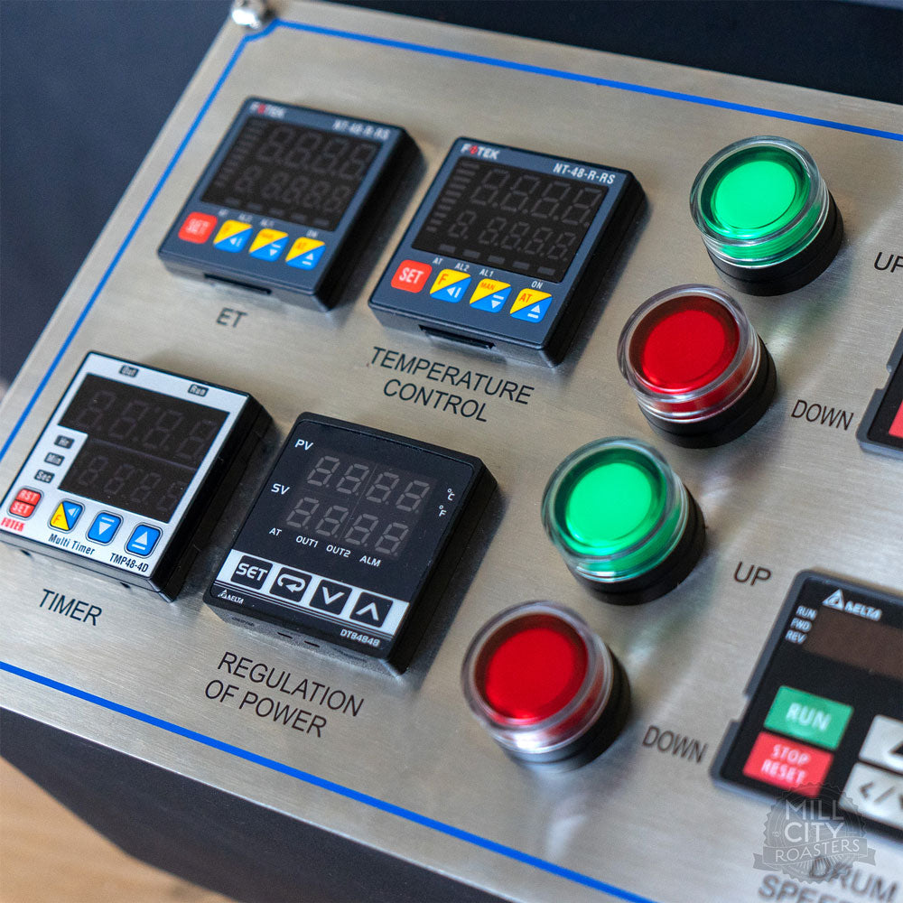 Automated roast timer and push button control.
