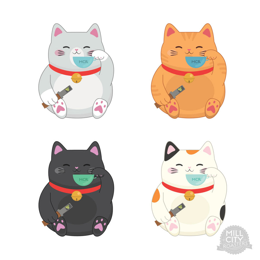 Sticker - Single Lucky Cat 4 Pack